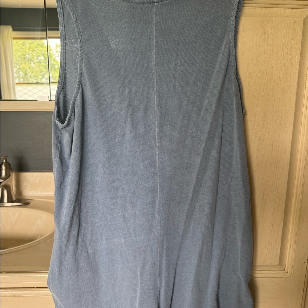 Blue Sleeveless V-Neck Romper - Picture 3 of 4